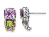 2.00 Carat (ctw) Natural Amethyst and Peridot Post Earrings in Sterling Silver